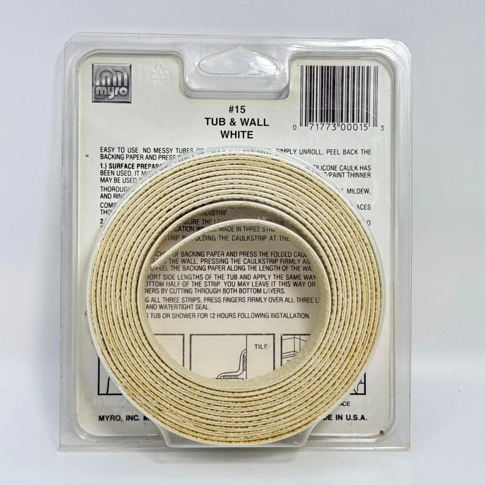 Myro #15 Tub & Wall CaulkStrip‎ 7/8″ × 11′ Silicone Caulk Self-Adhesive NEW